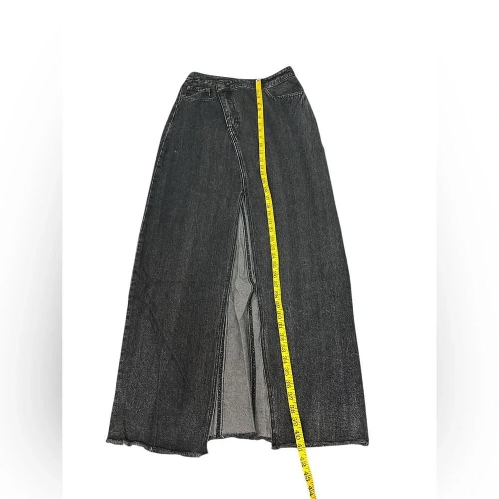 Dressed in Lala Maxi Black Denim Slit Skirt small Casual Fashion Slant NWT - Picture 7 of 10